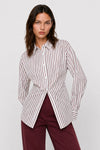 Striped shirt with a crossover waist in lyocell and cotton - DOMENICK shirt
