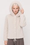 Veste femme effet peluche avec capuche et boutons - Veste EUTALIA
