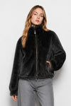 Textured jacket with a zip and a faux fur high collar - IDOIA Jacket