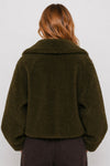 Faux shearling jacket with a wide collar and buckle straps - KEMENA Jacket