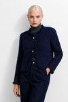 Chaqueta de mujer en buclé con flecos y botones joya - Chaqueta de punto larga/corta ROLFO