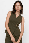 Gilet de chaleco cruzado con broche y pantalón ancho - Chaleco FERMO