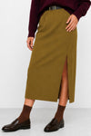 Jupe droite taille haute avec fente latérale et ceinture - Gonna RUPERT