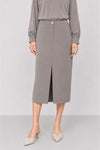 High-waisted midi skirt with a front slit and button - MILVIA Skirt