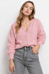 Cardigan in angora and wool with a V-neck and jewel details - BARYSSA Sweater with Applique