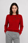 Long-sleeved jumper in angora and wool with bead appliqués - BAYLEES Sweater with Applique