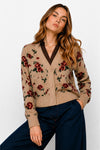 Cardigan da donna con motivo floreale e scollo a V - Maglia INGO