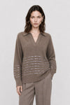 Maglia a maniche lunghe con scollo a V e paillettes - Maglia LYA
