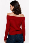 Long-sleeved top with a ribbed off-the-shoulder neckline - MELUSINE Sweater