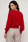 Long-sleeved top with a metallic keyhole neckline - NOVENYE Sweater