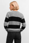 Pull col rond rayé à torsades en laine mélangée - Pull LAK