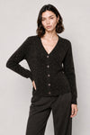 Cardigan in mohair blend with v-neck and speckled pattern - HELLEBORUS Jersey