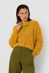 Cardigan court en mohair à col en V et boutons nacrés - Pull MACARIO