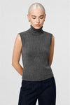 Women's sleeveless ribbed roll-neck jumper in mohair - MADRUINA Jersey