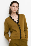 Cardigan boutonné à col V et bordure en dentelle - Pull PAPIO