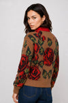 Cardigan boutonné pour femme à motif floral et col en V - Pull Cardigan ELBERT
