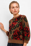 Women's jumper with a floral pattern and long sleeves - LANDELINE Jersey