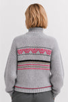 High neck jumper with a geometric pattern and ribbed trims - EUNO Jersey