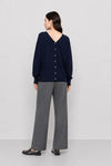 Pull en laine col V, dos ouvert et boutons effet perle - Pull CLINIO