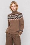 High neck jumper in wool and alpaca with Fair Isle pattern - REDWARD Jersey