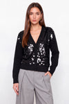 Wool-blend cardigan with sequins and a deep V-neck - CUNIBERTO Jersey