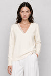 Pull à manches longues et col V avec détails en dentelle - Pull GERG