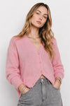 Cárdigan de angora y lana con cuello de pico - Camisa de manga larga BARY
