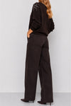 Pantaloni da donna a vita alta e gamba larga in cotone - Pantalone Color  LULLACAT