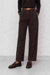 Pantalones de mujer de algodón con pinzas y tiro alto - Pantalones de color ONORIO