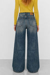 Jeans da donna a vita alta e gamba larga con cinque tasche - Pantalone Denim BRAULIO