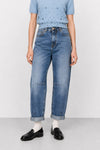 Jean à coupe ample et taille haute avec un effet délavé - Pantalon Denim ALLUCIO
