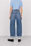 Jeans da donna in cotone a vita alta e gamba larga - Pantalone Denim ALLUCIO