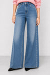 Jeans taille haute et jambe large avec clous - Pantalon Denim KAMILLO