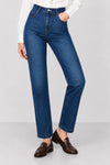 Jeans à taille haute et jambe droite en coton extensible - Pantalon Denim GRANT