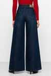 Jeans da donna a vita alta e gamba larga con catene - Pantalone Denim Con Catene LULLACAT