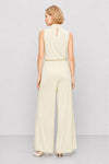 Sleeveless wide-leg jumpsuit with a high draped neckline - FRANCISCO Trousers