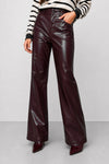 Pantalon large taille haute en similicuir brillant - Pantalon Cuir écologique EUSTOLIA