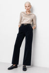 High-waisted trousers in stretch cotton with pleats - FOZIO Trousers