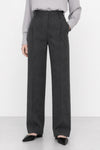 High-waisted wide-leg trousers with a herringbone pattern - EUGEN Trousers