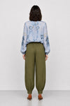 Trousers with an elasticated high waist and buttoned cuffs - CODRATO Trousers