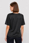 Short-sleeved blouse with a round neck and satin finish - Blouse GIROCOX