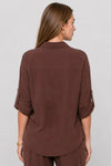 Button-up blouse with a classic collar and roll-up sleeves - Shirt CAREZX