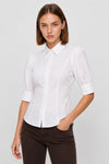 Blusa camisera entallada con manga corta abullonada - Camisa BALOONX