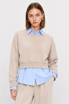 Sudadera con efecto superpuesto y cuello camisero - Sudadera MIX