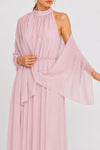 Evening gown with a halter neck and sheer overlay - Scarf TOLAX