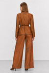 Two-piece suit with a belted jacket and wide-leg trousers - Jacket ELEGANX