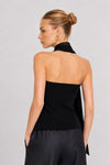 Sleeveless top with an asymmetrical neck and metal ring - Sweater SCARFKNITX
