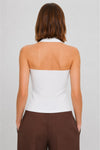 Sleeveless top with an asymmetrical neck and metal ring - Sweater SCARFKNITX