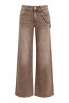 Vaqueros de tiro alto y pierna ancha con cadena - Pantalones CARAMELX