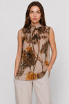 Blouse sans manches à col montant et motif floral - Top SOFFICIX
